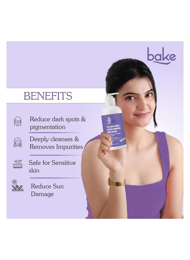 BAKE 2% Kojic Acid Brightening Face Wash with Alpha Arbutin & Niacinamide | De-Tan Face Wash | For Pigmentation, Dark Spots & Tan Removal | Anti Pigmentation Daily Wash - 100ml - Image 3