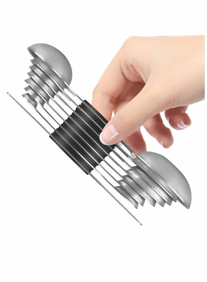 Magnetic Measuring Spoon Set, Stainless Steel Double Sided Stackable Measuring Teaspoons, Seasoning Spoons for Kitchen, Measuring Dry or Liquid, Fits Spice Seasoning Jars (8 Pieces, Black)