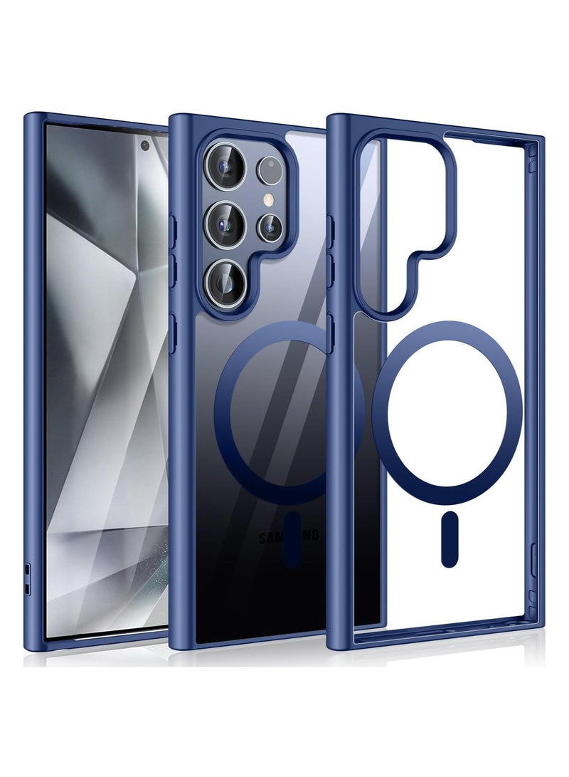 Denx Magnetic Clear Case for Samsung Galaxy S23 Ultra [Compatible with MagSafe] , Slim Clear Bumper Back Cover for Samsung S23 Ultra (Navy Blue) - Image 1