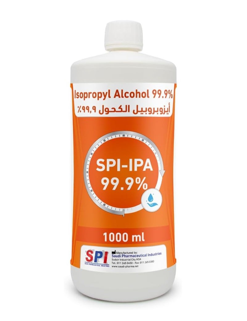 Isopropyl Alcohol SPI 99.9%, 1 Liter, Pure Medical Alcohol Solution, Highly Concentrated for Sterilization, Disinfection and Thorough Cleaning, Ideal for Medical, Household and Industrial Uses