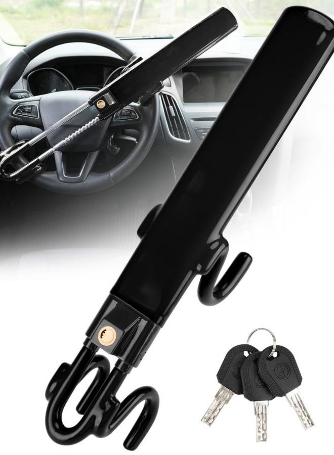 Tevlaphee Steering Wheel Lock Anti-Theft Car Device Heavy Duty Security Car Lock Antitheft Locking Devices Great Deterrent Adjustable Car Wheel Lock Anti Theft for Vehicle Truck SUV with 3 Keys(Black) - Image 1