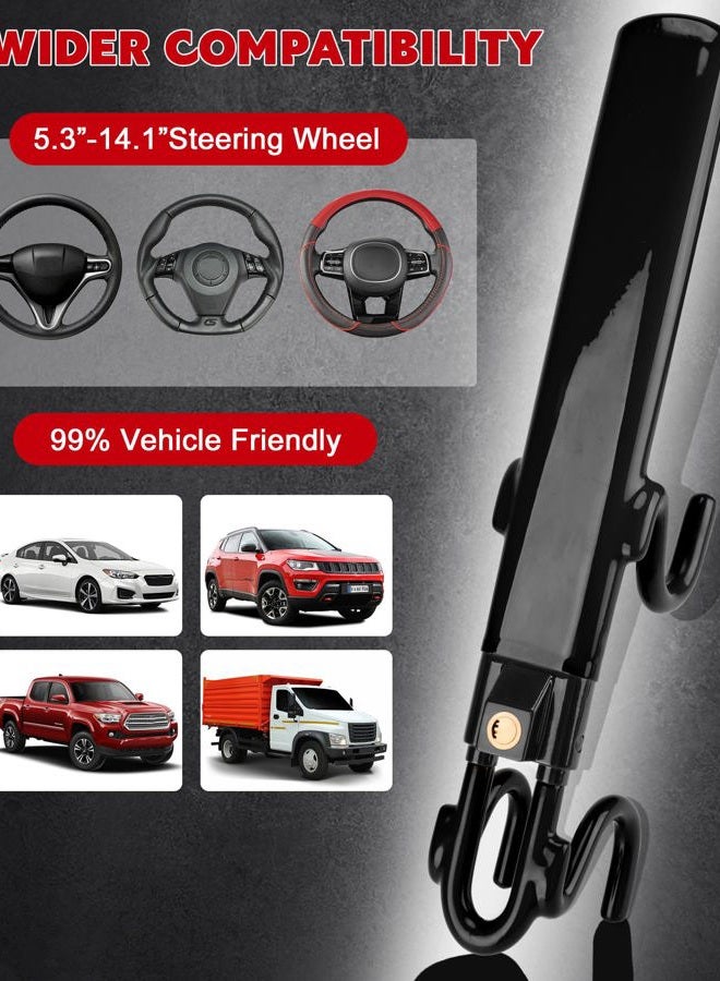 Tevlaphee Steering Wheel Lock Anti-Theft Car Device Heavy Duty Security Car Lock Antitheft Locking Devices Great Deterrent Adjustable Car Wheel Lock Anti Theft for Vehicle Truck SUV with 3 Keys(Black) - Image 4