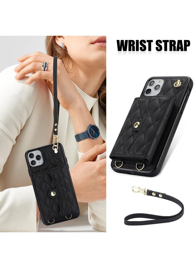 Zaboon Case For iPhone 11 Pro Crossbody Rhombic Horizontal Wallet Leather Phone Case - Image 2