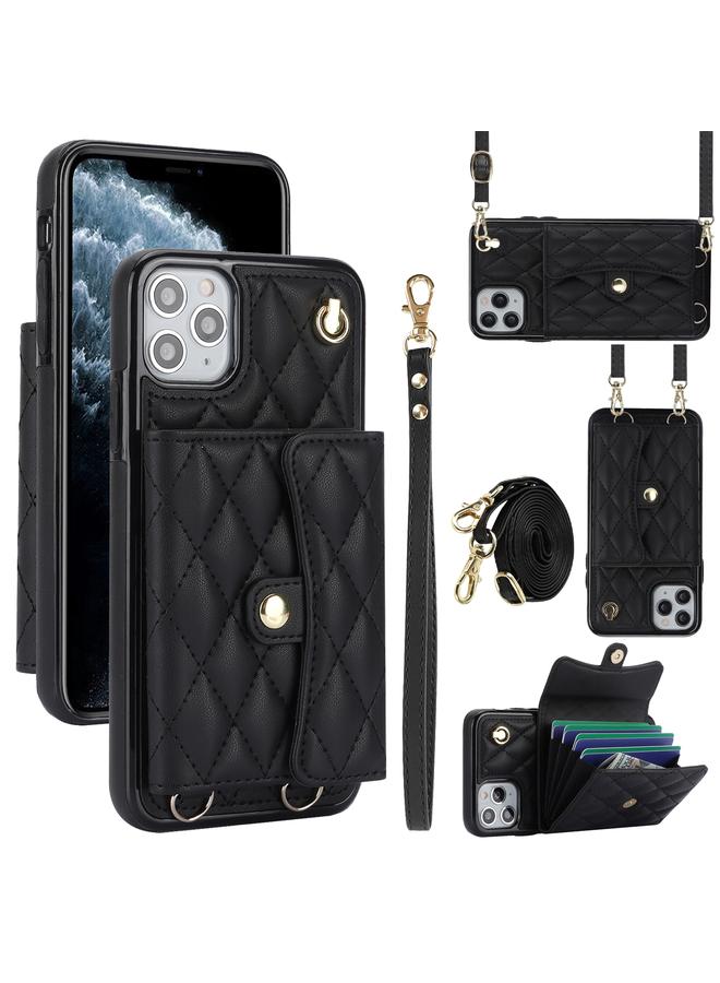 Zaboon Case For iPhone 11 Pro Crossbody Rhombic Horizontal Wallet Leather Phone Case - Image 1