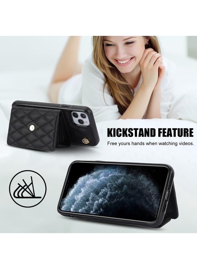 Zaboon Case For iPhone 11 Pro Crossbody Rhombic Horizontal Wallet Leather Phone Case - Image 3