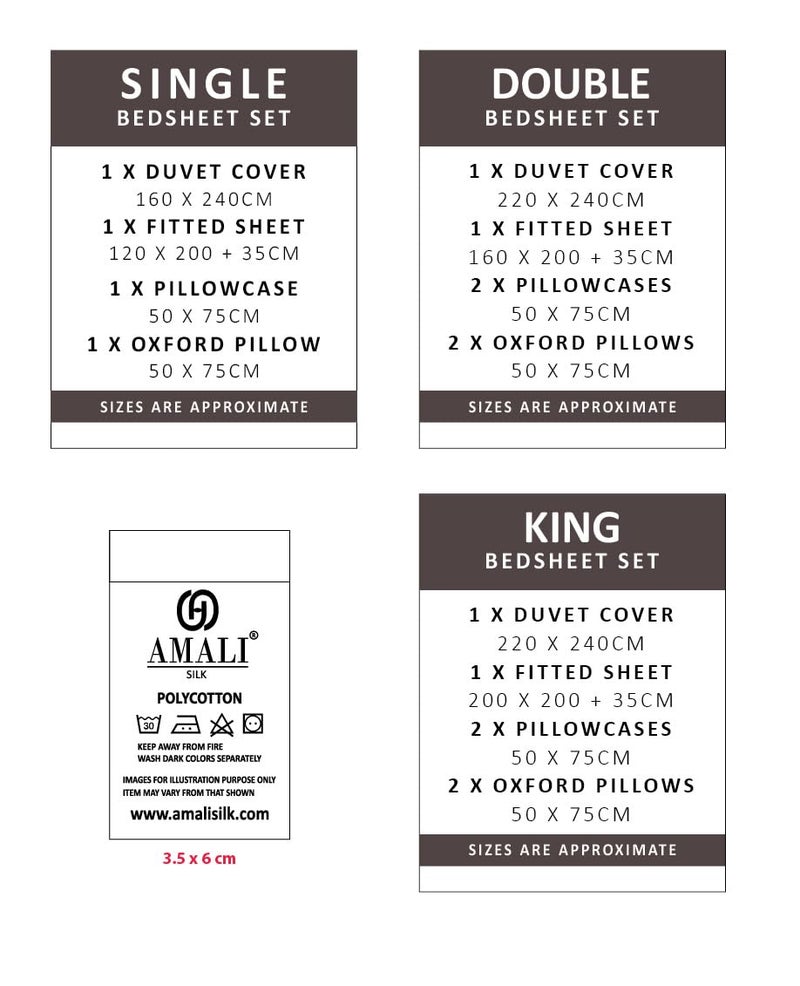 Amali  6 piece Polycotton Bed Sheet Queen Size (160x200+35) cm 1 Fitted Sheet, 1 Duvet Cover and 2 Standard & 2 Oxford Pillowcases Soft Breathable & Durable Fabric for Home Use - Image 5