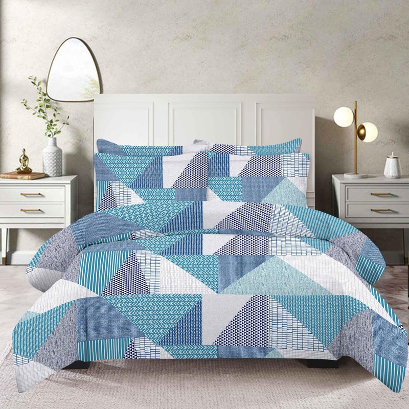 Amali  6 piece Polycotton Bed Sheet Queen Size (160x200+35) cm 1 Fitted Sheet, 1 Duvet Cover and 2 Standard & 2 Oxford Pillowcases Soft Breathable & Durable Fabric for Home Use - Image 1