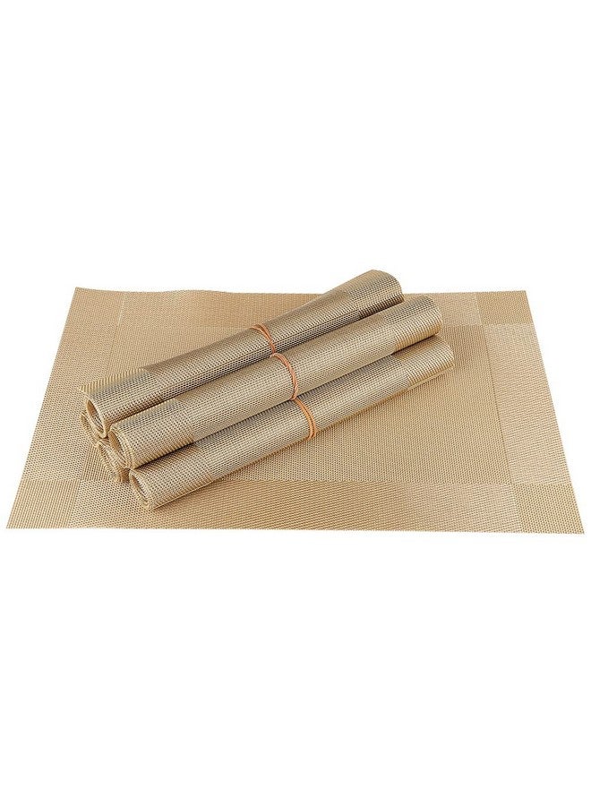 P-Plus International Placemats Set of 6 Dining Table Place Mats | Placemats Table Mat PVC Material | Non-Slip Heat Resistant | Dining Tablemates Washable Anti-Skid | Size 45 x 30cm (Gold) Vinyl - Image 5