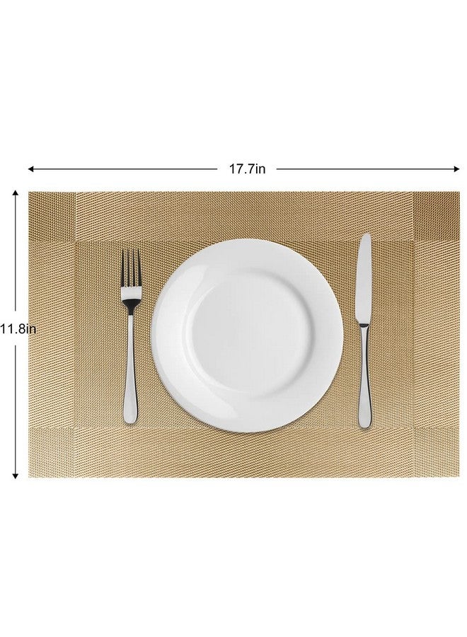 P-Plus International Placemats Set of 6 Dining Table Place Mats | Placemats Table Mat PVC Material | Non-Slip Heat Resistant | Dining Tablemates Washable Anti-Skid | Size 45 x 30cm (Gold) Vinyl - Image 3