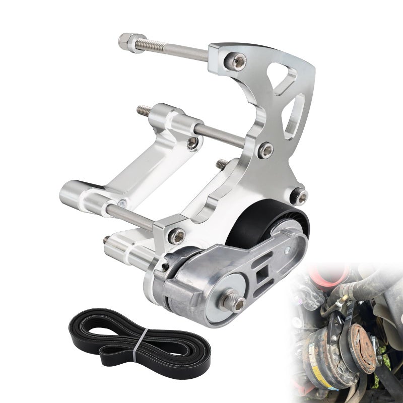 VVORHSBELL LS Swap R4 AC Compressor Bracket Kit Mount AC Brackets Compatible with LSX LS2 LS3 LS6 LQ4 LQ9 L92 L99 Vortec TrucksSUVs GM R4 Compressor 19881995 LS3L99 Camaro Crankshaft Pulley with Belt - Image 2