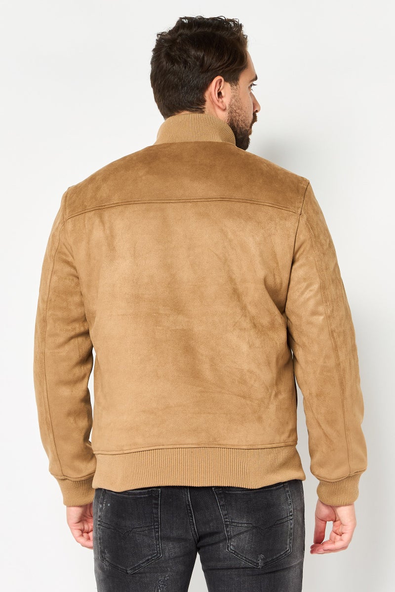 Celio Men Solid Parka Jacket, Tan - Image 4