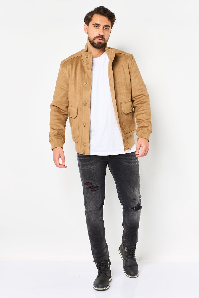 Celio Men Solid Parka Jacket, Tan - Image 2