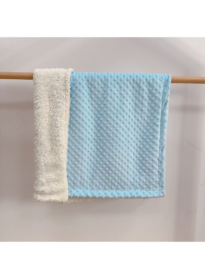 Cozy Soft Warm Sherpa Baby Blanket with Dotted Backing for Infant Toddler's Crib Cot Stroller Gifts for Baby Boys Girls All Season Use for Stroller Crib (75*110cm, Blue dot) - Image 1