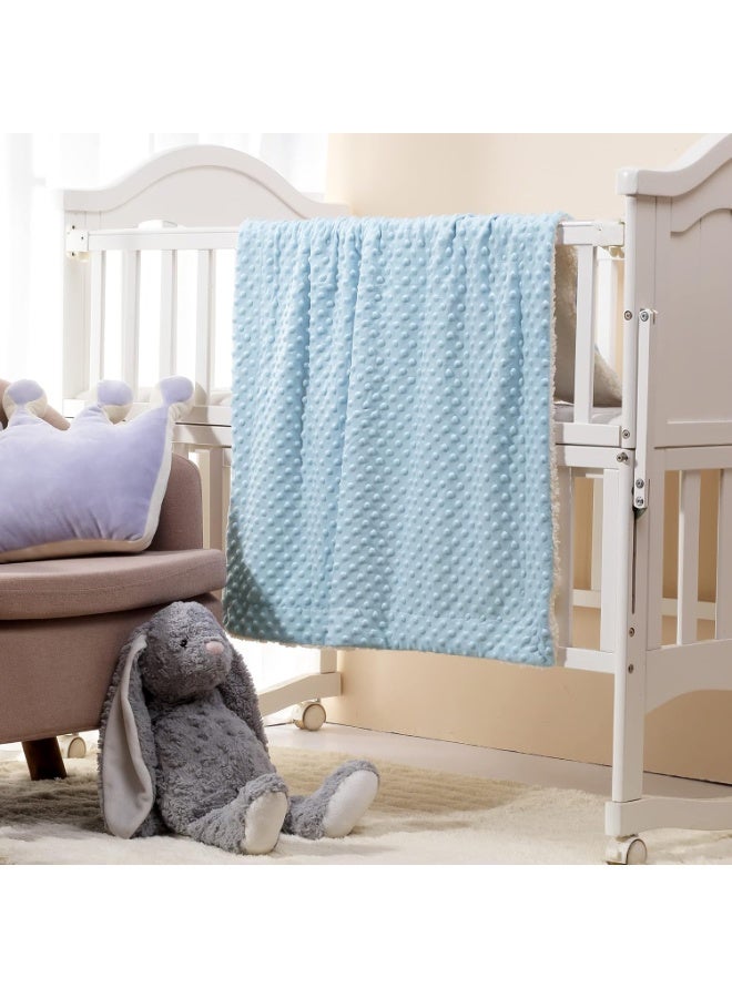 Cozy Soft Warm Sherpa Baby Blanket with Dotted Backing for Infant Toddler's Crib Cot Stroller Gifts for Baby Boys Girls All Season Use for Stroller Crib (75*110cm, Blue dot) - Image 4