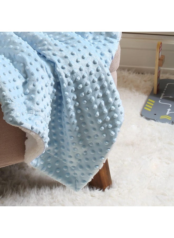 Cozy Soft Warm Sherpa Baby Blanket with Dotted Backing for Infant Toddler's Crib Cot Stroller Gifts for Baby Boys Girls All Season Use for Stroller Crib (75*110cm, Blue dot) - Image 3