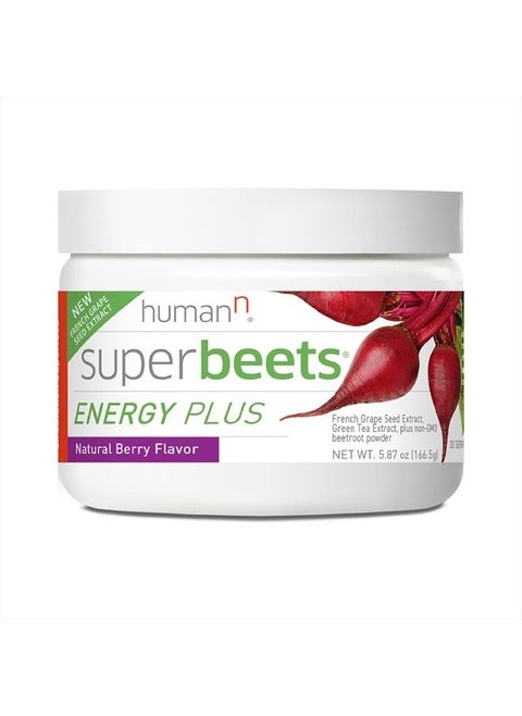 HumanN SuperBeets Energy Plus with Grape Seed Extract - Includes Beet Root Powder, Green Tea Extract, Caffeine, Vitamin C - Non-GMO Superfood Supplement - 5.87oz