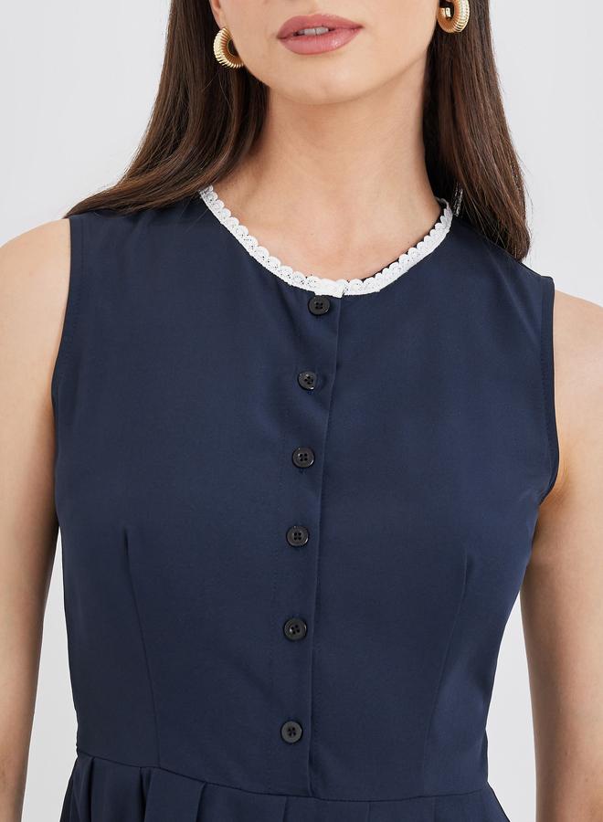 تايك تو فستان طويل بتفاصيل كسرات مع دانتيل - Image 4