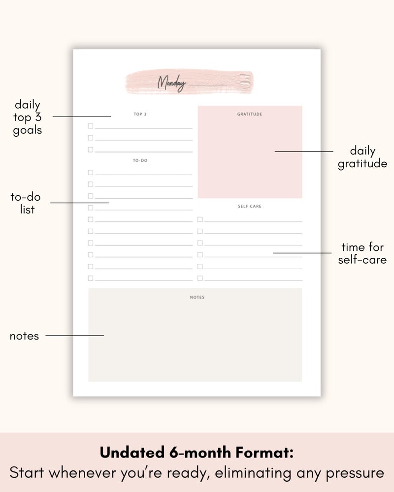 Lamare Undated Daily Planner â€“ Productivity Planner Notebook with Goal Setting, Habit Tracker, Inspirational Quotes â€“ To Do List Notebook for Work - Image 3