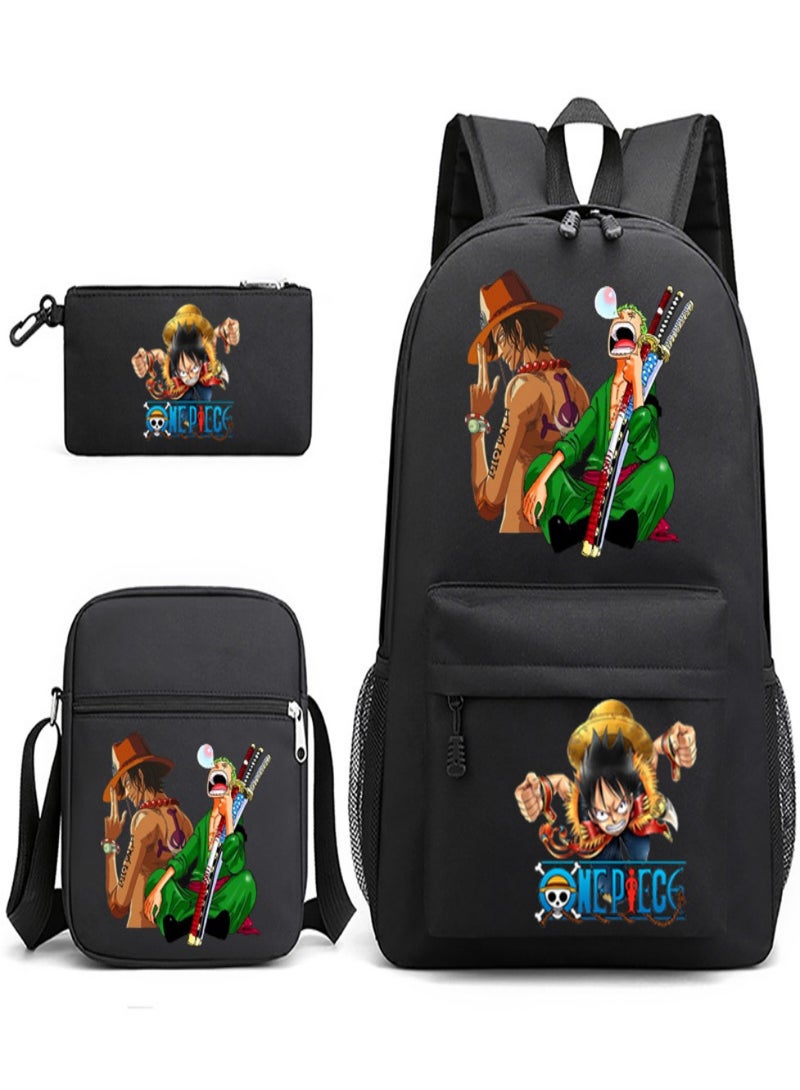 One Piece Children Backpack Schoolbag Teen Student School Book bag with Lunch Box Pen Case 3 in 1 for Kids