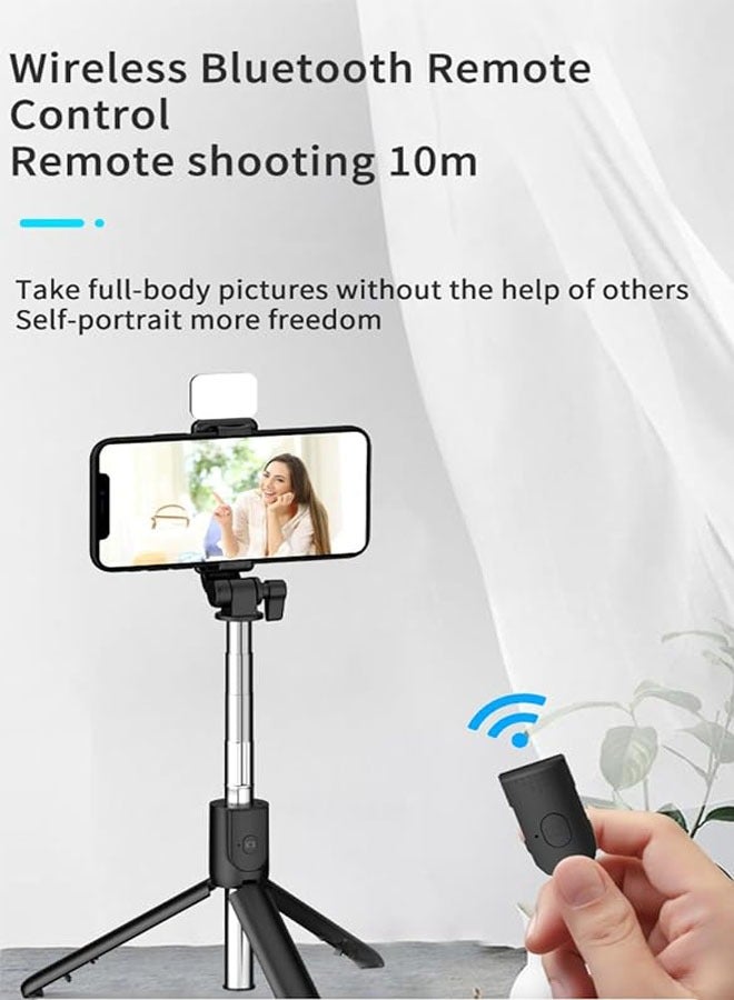 Selfie stick tripod with light, retractable 360° swivel tripod with detachable wireless remote control portable 3-in-1 phone holder - Image 3