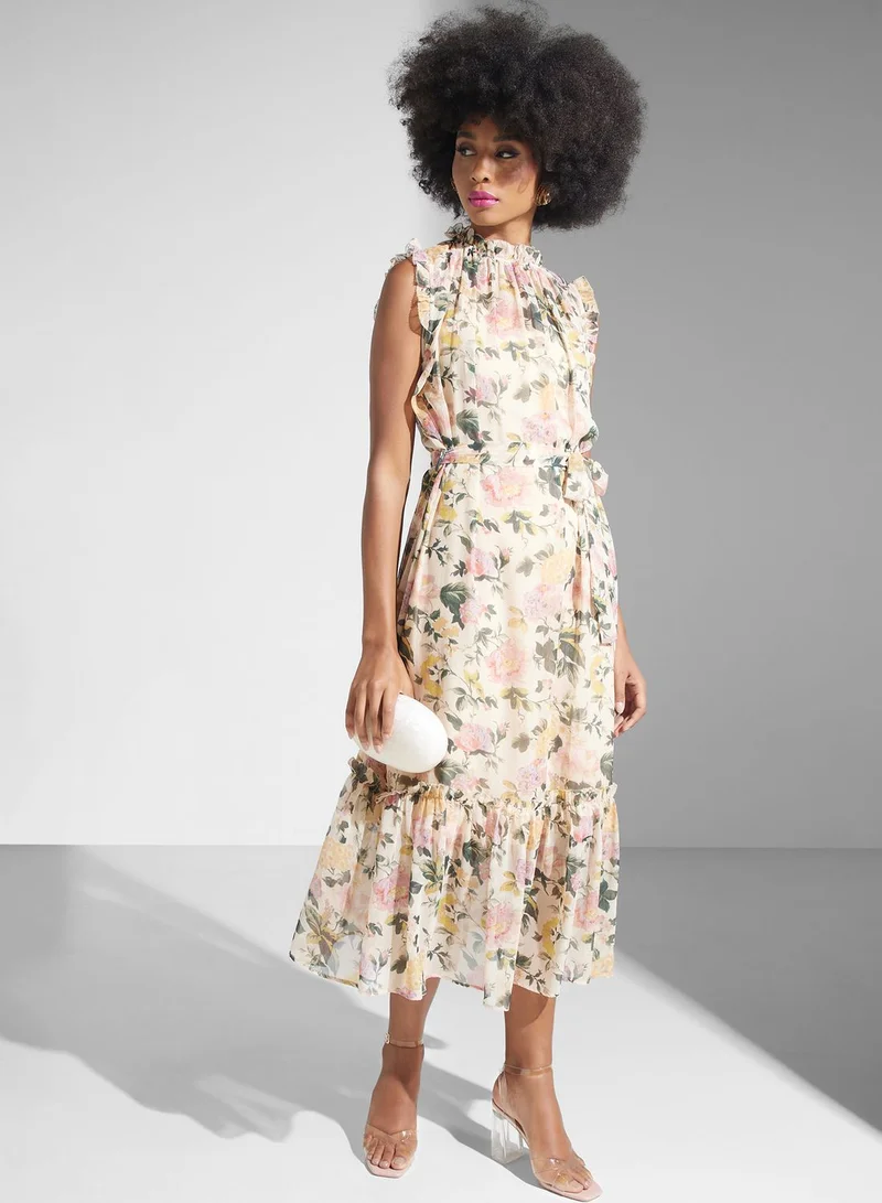 Hope & Ivy Pleated Down Floral Dress