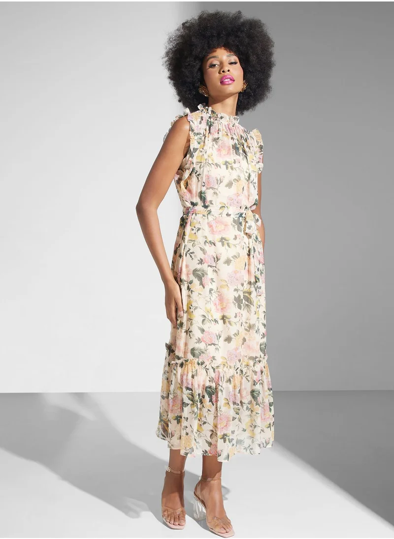 Hope & Ivy Pleated Down Floral Dress