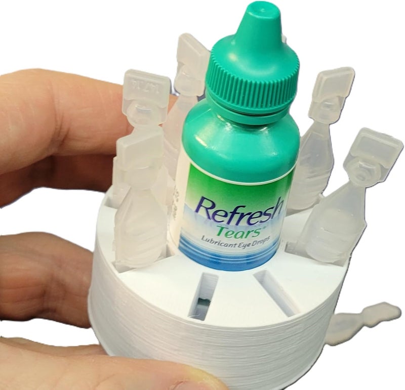 Znet3D Eye Drops Holder for vials and Bottle - Holds Eight (8) Disposable Vials and One (1) Eye Drop Bottle (White) - Image 2