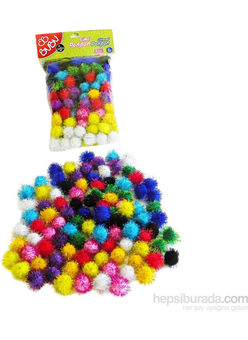 Bu-Bu Pompom Glitter 2cm 100 PIECES Mixed BUBU00112 