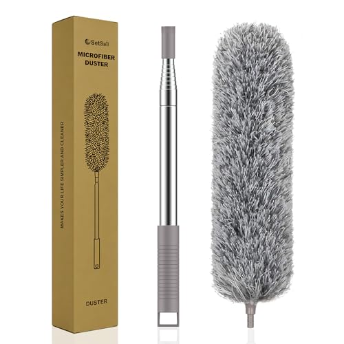 SetSail Extra-Long Dusters with Extension Pole 100-inch for Cleaning, Bendable Microfiber Head Washable Ceiling Fan Duster for High Ceilings, Furniture - Image 1