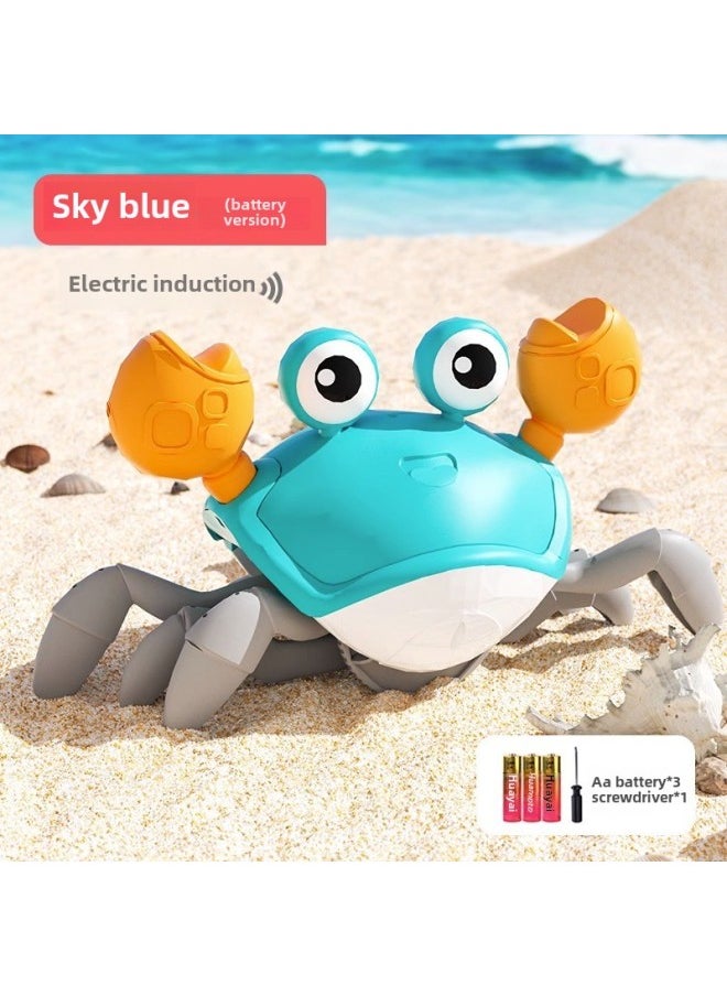 Electric Inductive Crab Toy For Children Rechargeable Glowing Music Crawling Gesture Electric Crab Street Stall Wholesale-Color:Blue Crab [electric Induction] With Battery  - Image 1