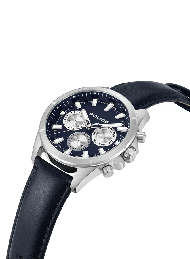 بوليس POLICE - Malawi Watch For Men Blue Dial Blue Leather Strap