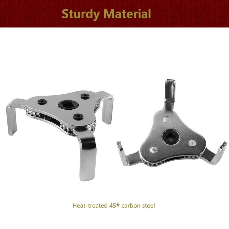 Moker Universal Oil Filter Wrench Adjustable, 3 Jaw Oil Filter Remover Tools fits Filters from 2-1/8 To 4-1/2 inches(54-115mm),w/Quick Release Ratchet, Oil Filter Change Set, Ideal for Engine Filters - Image 4