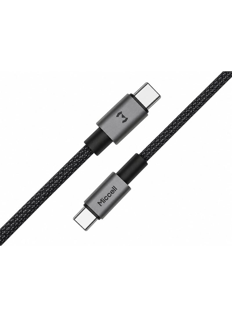 ميكسل كابل Miccell USB-C إلى USB-C بطول 1 متر، شحن سريع 60 واط، سلك مضفر من النايلون - Image 1