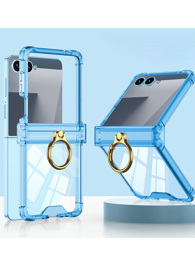 general Transparent Case for Samsung Galaxy Z Flip 7 with Protective Zipper and Ring Holder, Thin Crystal Clear Anti-Scratch Cover for Samsung Z Flip 7 - Image 1