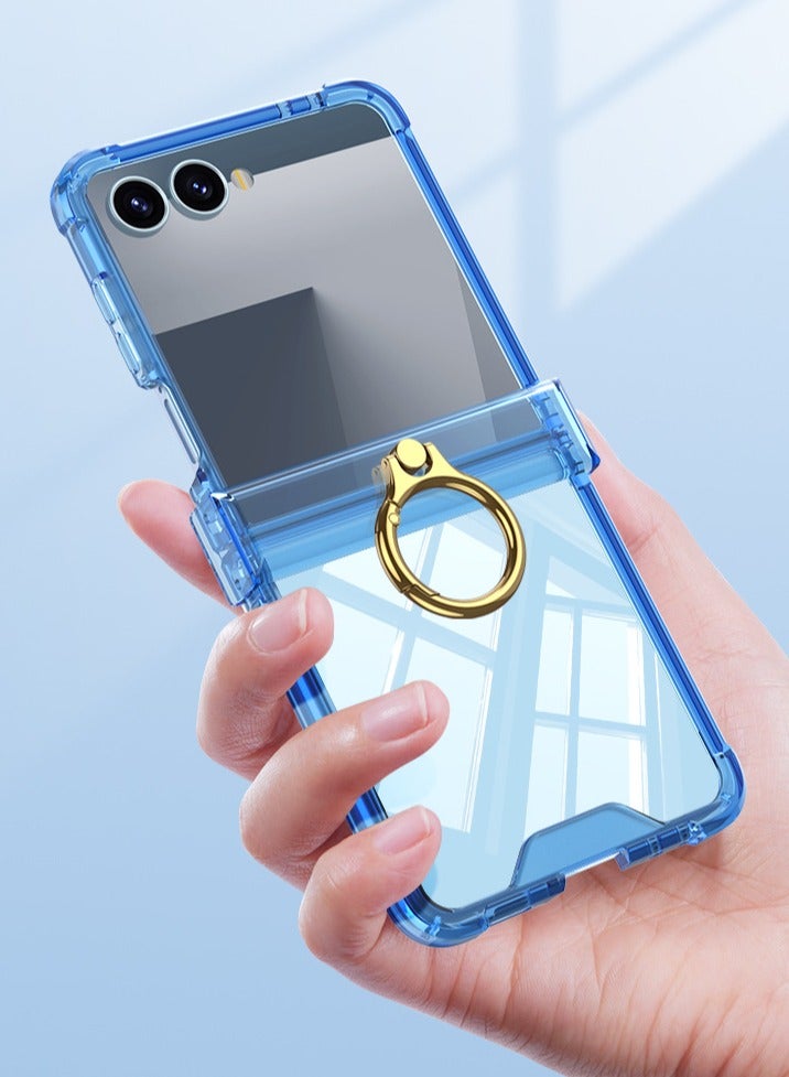 general Transparent Case for Samsung Galaxy Z Flip 7 with Protective Zipper and Ring Holder, Thin Crystal Clear Anti-Scratch Cover for Samsung Z Flip 7 - Image 2
