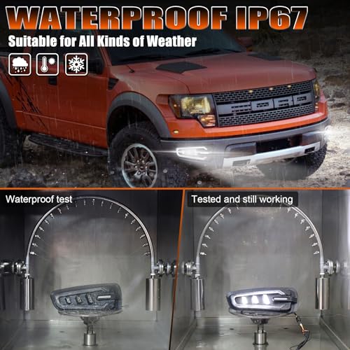 MOVOTOR LED Fog Lights with White DRL Amber Turn Signal Bumper Fog Driving Lights Compatible with 2010-2014 Ford Raptor(Ford F150 SVT Raptor Gen 1) - Image 4