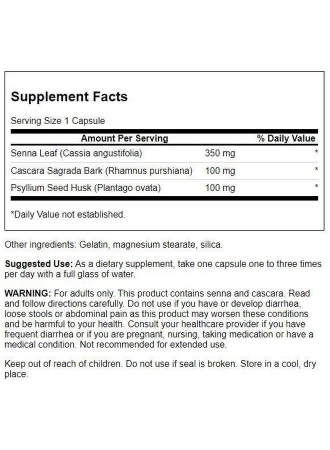 Swanson Senna Psyllium Cascara Complex GI Tract Regularity Support 90 Capsules - Image 2