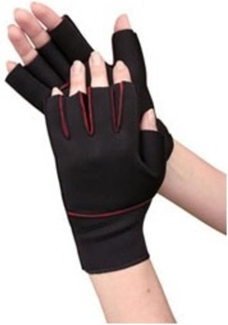 Jobar Arthritis Miracle Support Gloves for Women - Black with Red Trim