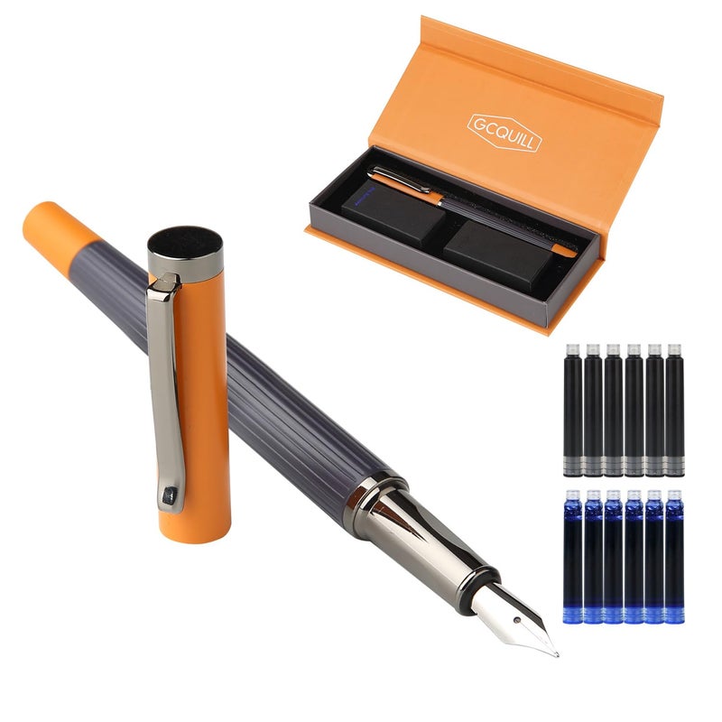 GC QUILL طقم قلم حبر GC QUILL - رأس رفيع مع 12 خرطوشة حبر ومحول إعادة تعبئة الحبر، طقم هدايا القلم للكتابة والتدوين والخط - Image 1