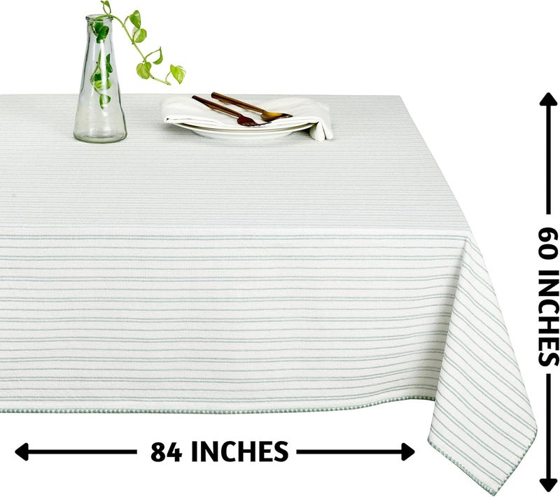 Folkulture Table Cloth 60 x 84 Inch Cotton Outdoor Table Clothes for 6 Foot Rectangle Tables for Home Tablecloth or Table Cover for Farmhouse Dcor or Home Decor Misty Green - Image 3