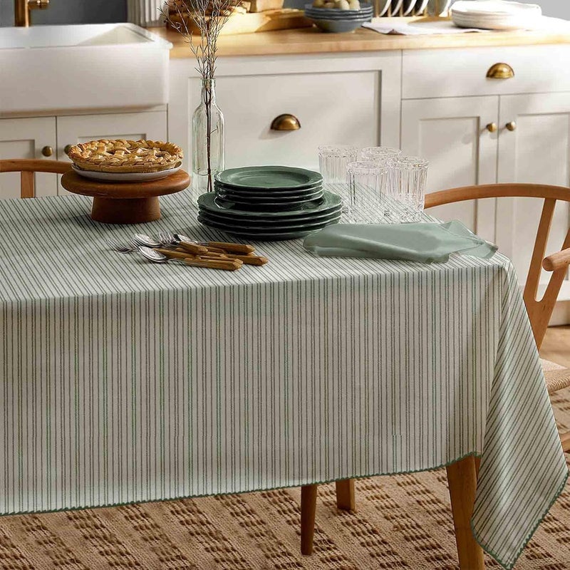 Folkulture Table Cloth 60 x 84 Inch Cotton Outdoor Table Clothes for 6 Foot Rectangle Tables for Home Tablecloth or Table Cover for Farmhouse Dcor or Home Decor Misty Green - Image 2