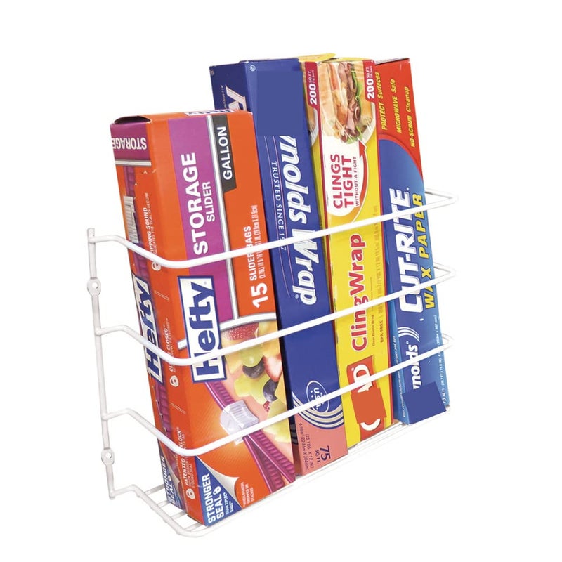 Evelots Kitchen Wrap Organizer - Hold Up To 4 Plastic  Foil  Paper  Wax - Cabinet Door  Wall Rack Basket - Sandwich  Freezer  Food Bag Storage - Laundry Supplies - Plastic Coated Metal - Image 1