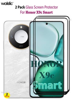 Waldic Honor X9c Smart 2 Pack Screen Protector Honor X9c Smart | Tempered Glass Available in Combo Pack Compatible with Honor X9c Smart | Screen Protector Full HD Quality Tempered Glass Anti-Scratch Edge to Edge Coverage with Easy Installation Kit - Black  - Image 1