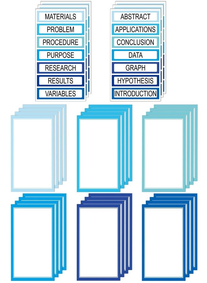 Trandraft 24 Sheets Science Board Supplies 18 Self Adhesive Presentation Science Subtitles & 6 Project Titles Board Sticker for School Office Supplies (Ocean Blue) - Image 1