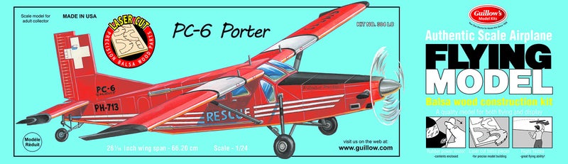 Guillows Guillow's Porter PC-6 Laser Cut Model Kit - Image 1