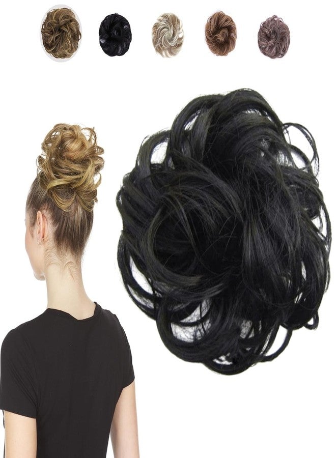 Juvabun Messy Bun Hair Piece - Black| Hair Pieces for Women & Men| Messy Bun Hair Piece | Everyday Wear | Washable & Realistic| Synthetic Messy Hair Bun |Black - Image 1