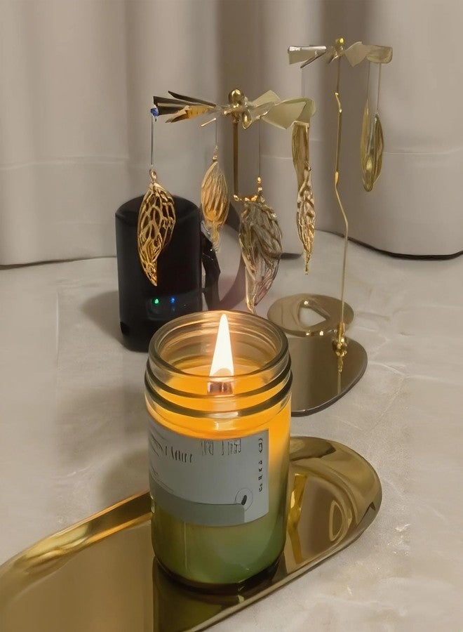 Chiorgone Gold Rotating Candle Holder, Spinning Fairy Carousel for Tealights, Decorative Centerpiece with Jewelry Tray (Fairy) - Image 4