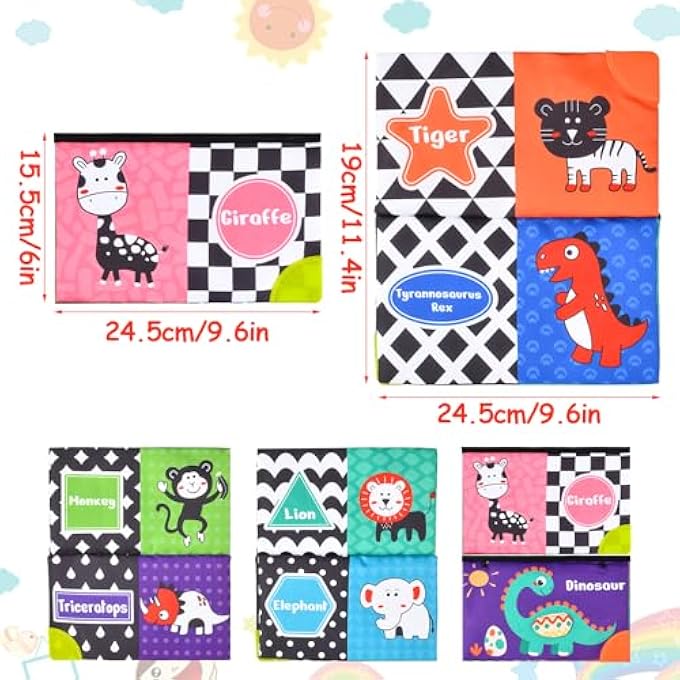 BABY MIRROR TOY WITH CRINKLE BOOK, FOLDABLE CHILDREN'S MIRROR WITH BLACK AND WHITE CONTRAST PATTERN, EARLY EDUCATION TOY FOR NEWBORNS, BABY SENSORY LEARNING TOY FOR 0-12 MONTHS - Image 4