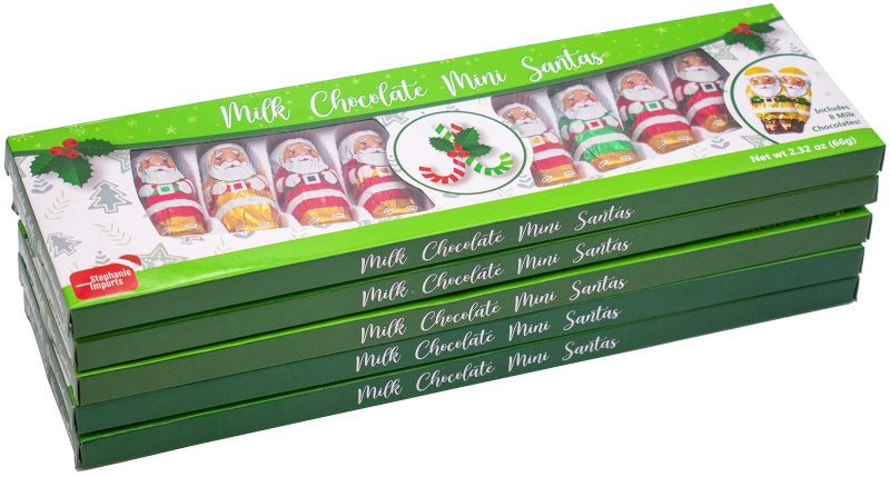 Stephanie Imports Made in USA Christmas Mini 2" Milk Chocolate Santas Individually Wrapped in Foil 1 lb (6 Pack - Gift Ready) - Image 4