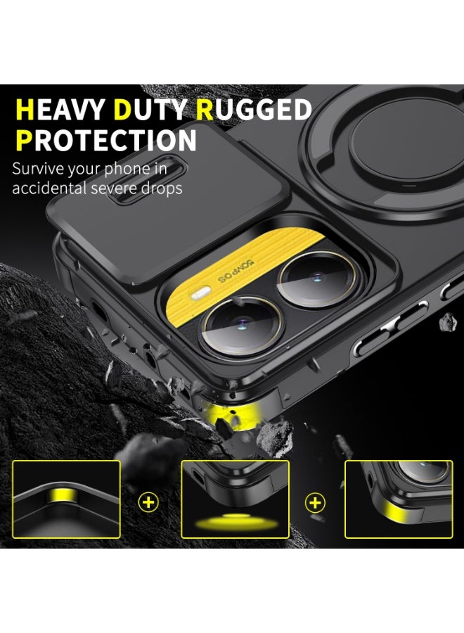 general Xiaomi Poco X7 Pro 5G Case – Shockproof Cover with Sliding Camera Cover & 360° Swivel Stand, Anti-fingerprint Silicone and Cushioning - Image 5